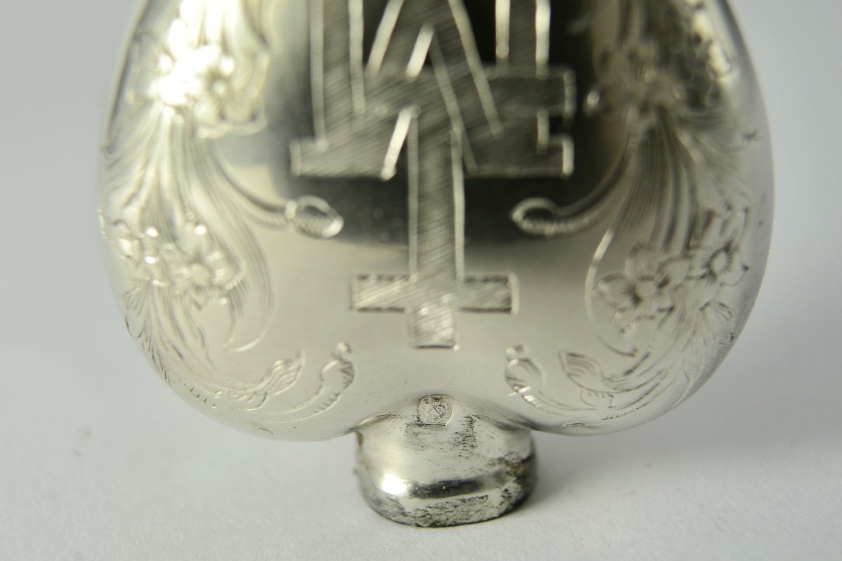 Ex-voto, "heart Of Mary" 19th Century Silver Bottle -photo-5
