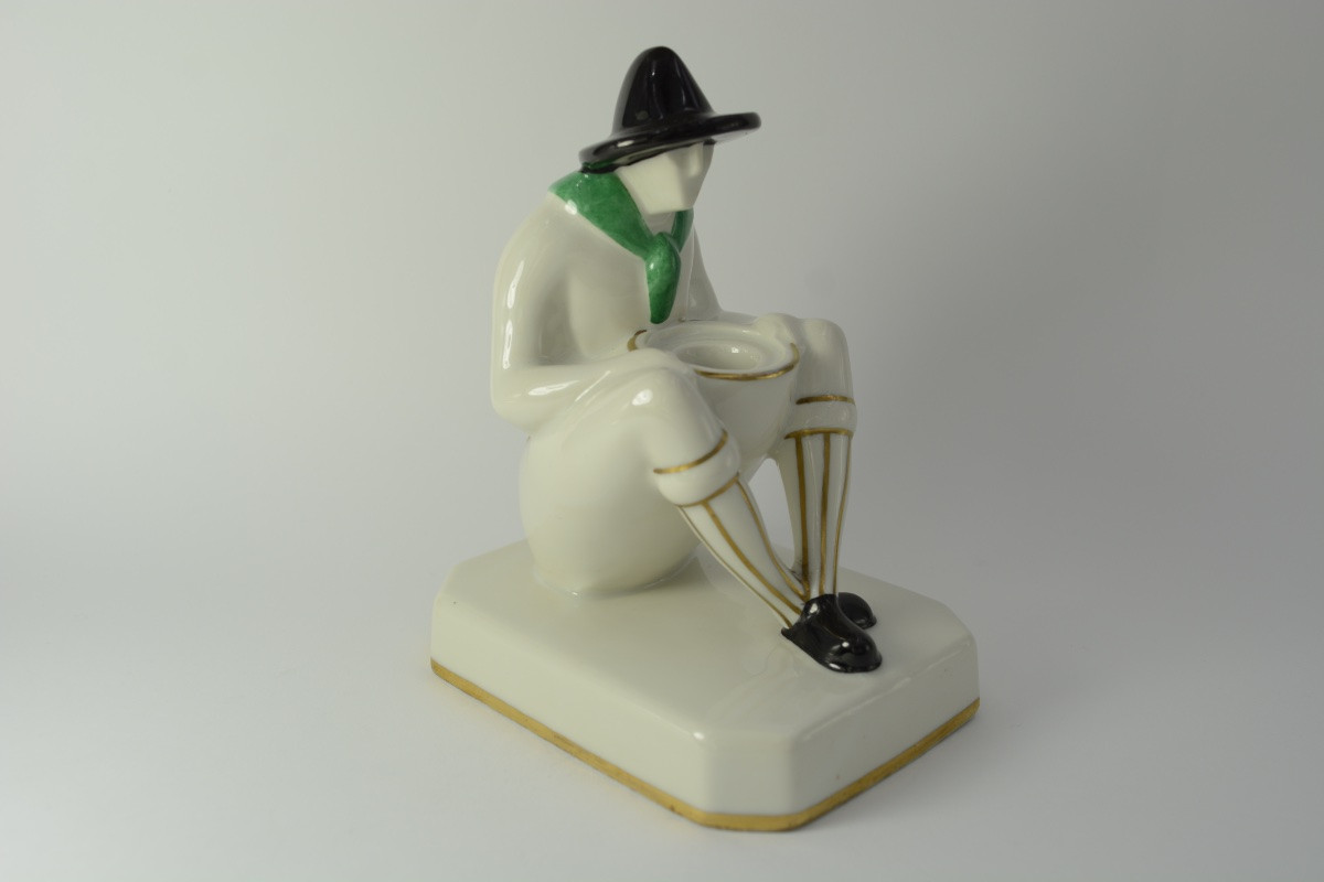 Robj, Encrier "scout" En Porcelaine Vers 1930-photo-2