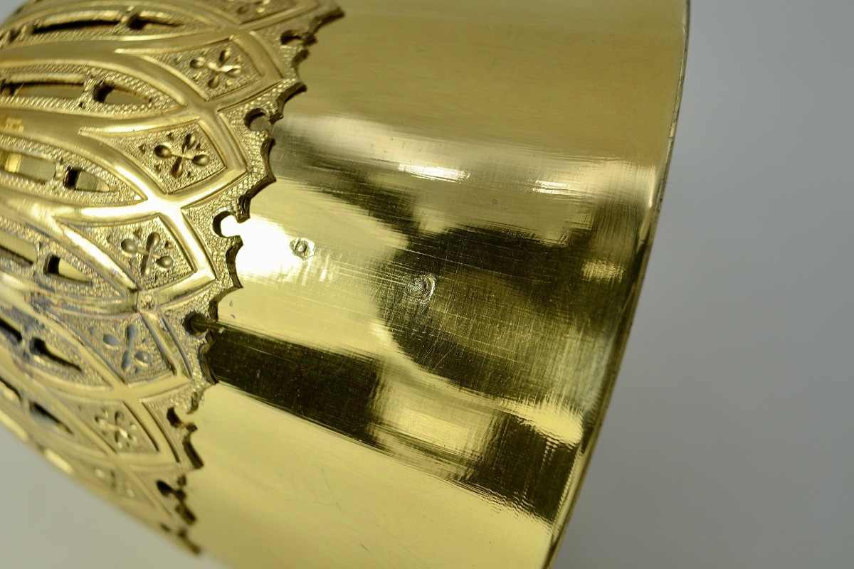 Chalice And Its Paten, Silver Gilt, France Favier Frères Circa 1850-photo-7