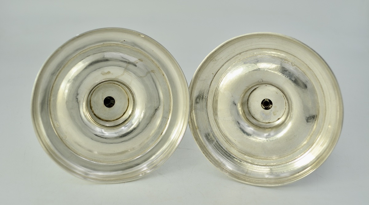 Pair Of Silver Candlesticks, France Circa 1815, Empire Period -photo-8