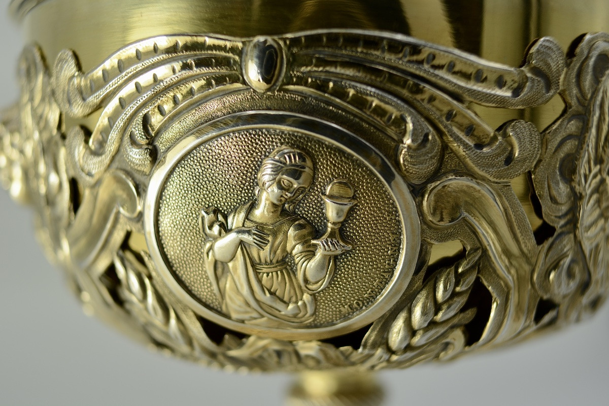 Ciboire En Argent Doré, France Vers 1845, Par Martin& Dejean Orfevres-photo-7