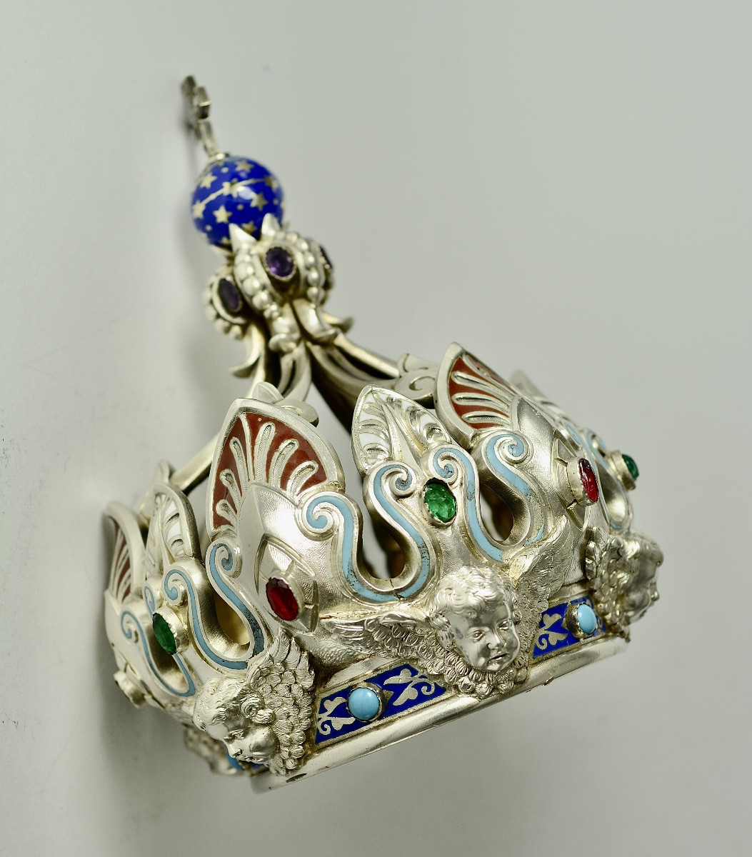 Couronne de la Vierge , argent , émaux , France XIXe siecle -photo-4