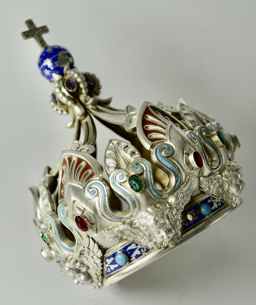Couronne de la Vierge , argent , émaux , France XIXe siecle -photo-4