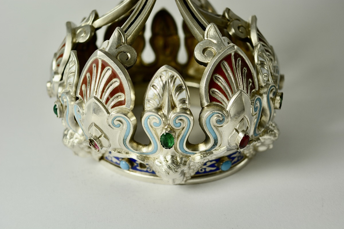 Couronne de la Vierge , argent , émaux , France XIXe siecle -photo-6