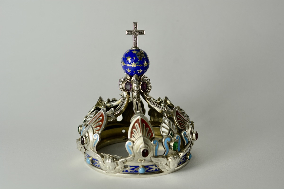 Crown Of The Infant Jesus, Silver Enamel, France, 19th Century -photo-2