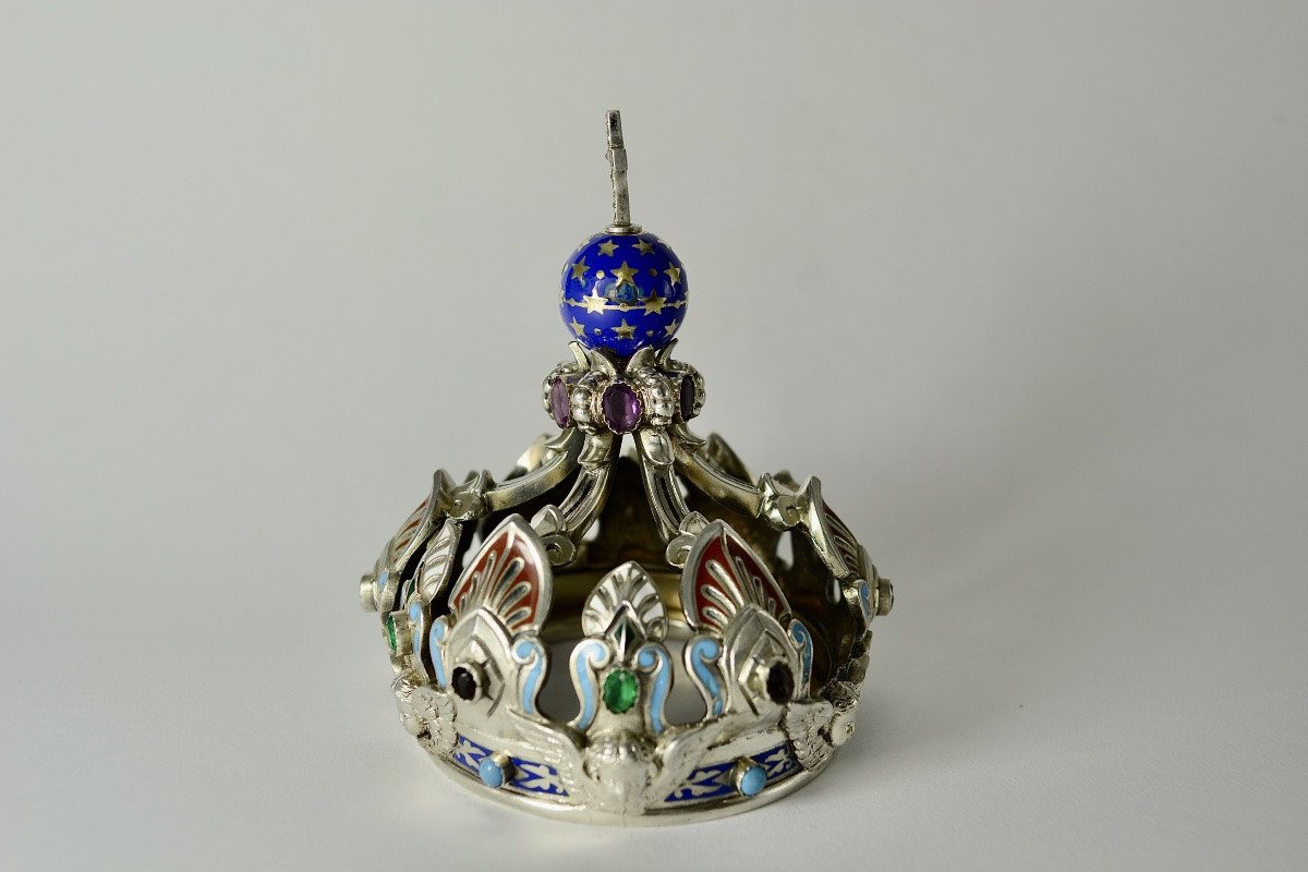 Crown Of The Infant Jesus, Silver Enamel, France, 19th Century -photo-3