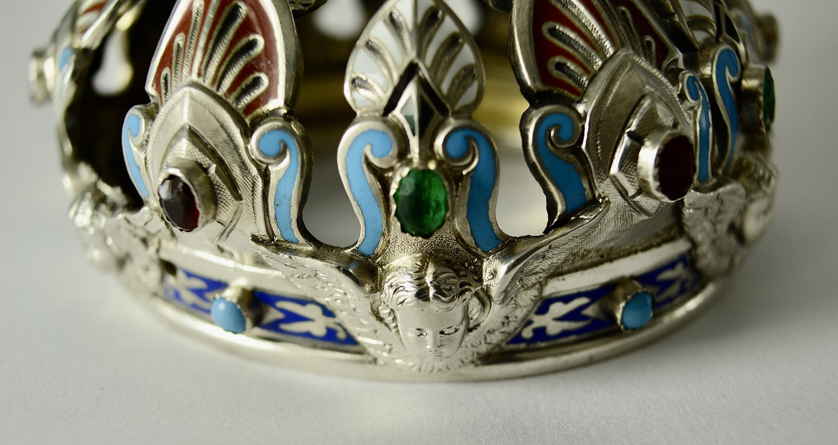 Crown Of The Infant Jesus, Silver Enamel, France, 19th Century -photo-5