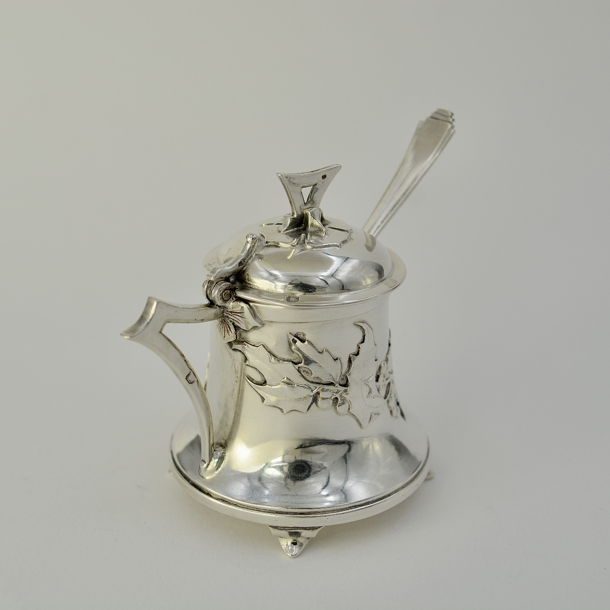 Art Nouveau. Silver Mustard Pot, France, Circa 1900-photo-8