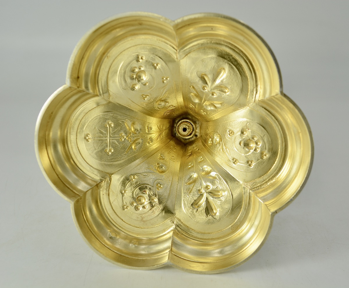Chalice And Paten In Gilded Silver, By Demarquet Freres Goldsmiths, 19th Century -photo-3