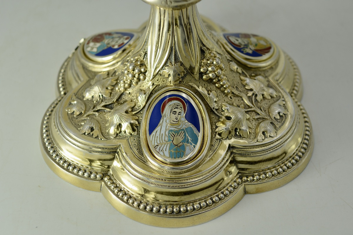 Calice en argent doré, émaux, France fin du XIXeme siecle -photo-5