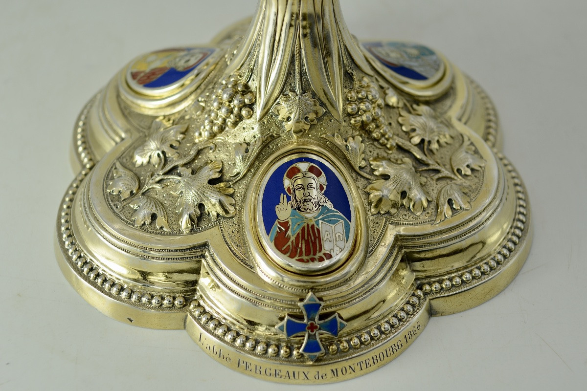Calice en argent doré, émaux, France fin du XIXeme siecle -photo-6