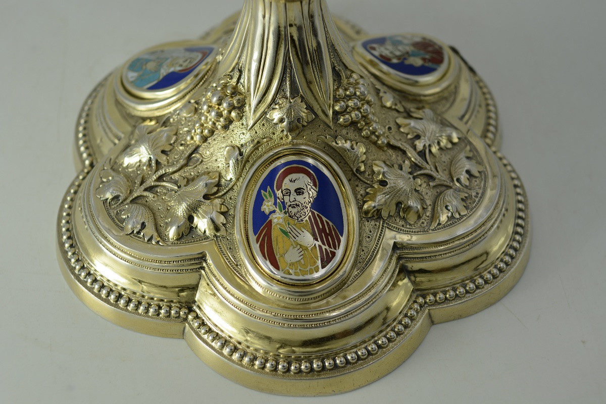 Calice en argent doré, émaux, France fin du XIXeme siecle -photo-7