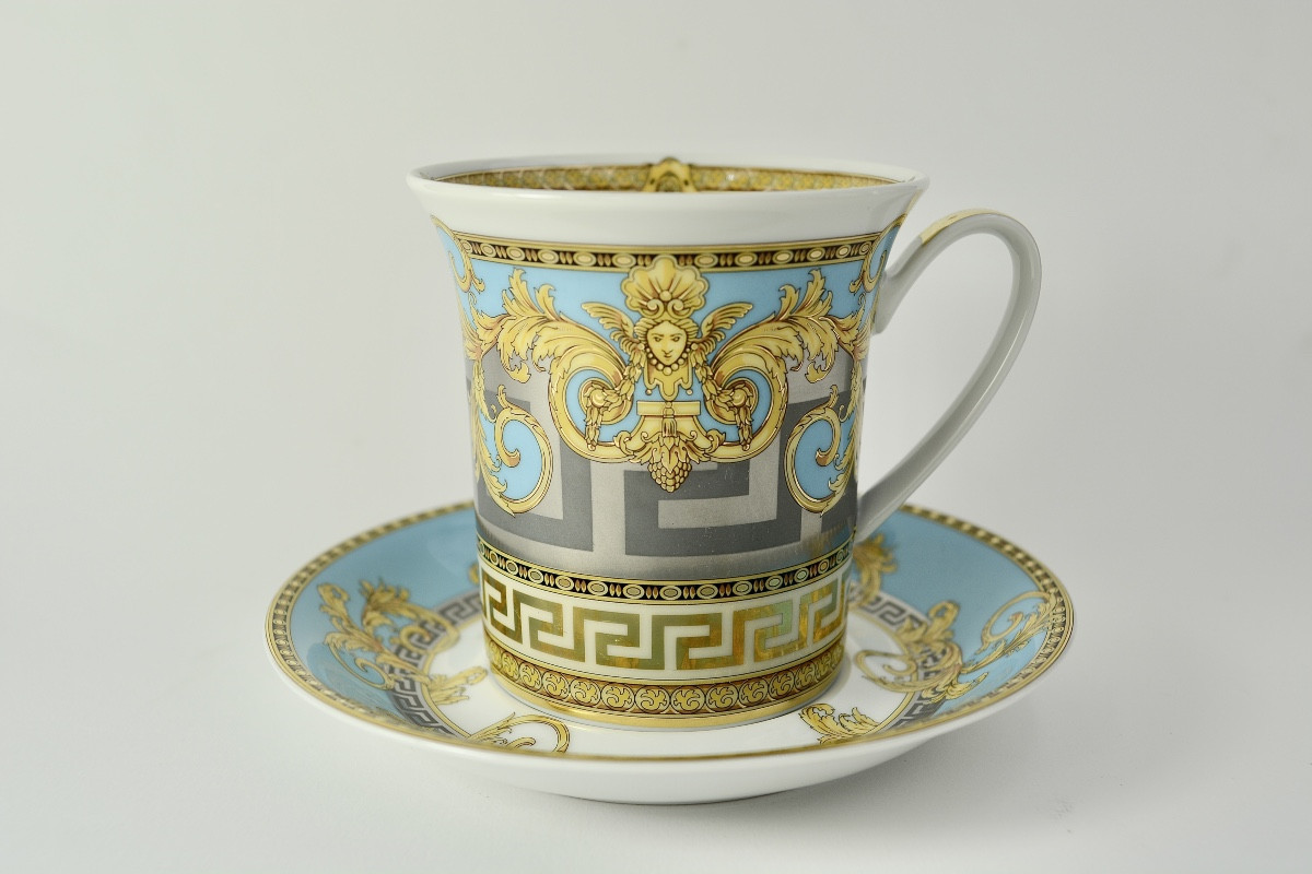 Versace. Tasse à thé et sa sous-tasse. Prestige Gala, bleu
