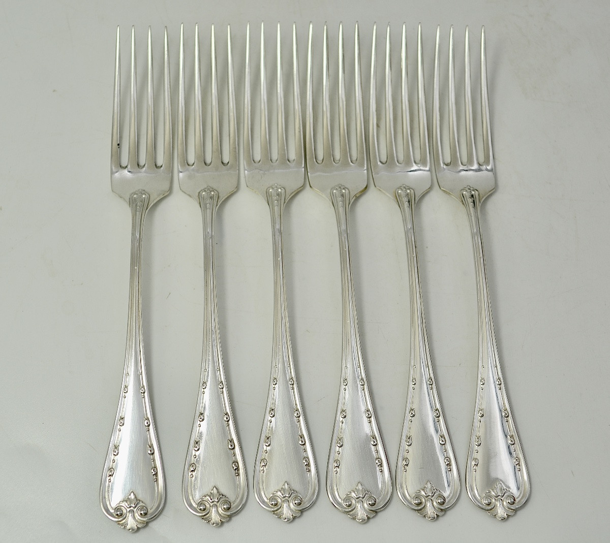 Set Of Six Silver Forks And Six Knives. Germany Circa 1900 -photo-2