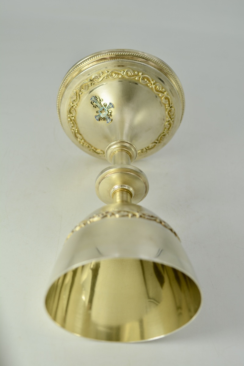 Chalice And Its Paten, Gilded Silver, France, 19th Century -photo-4