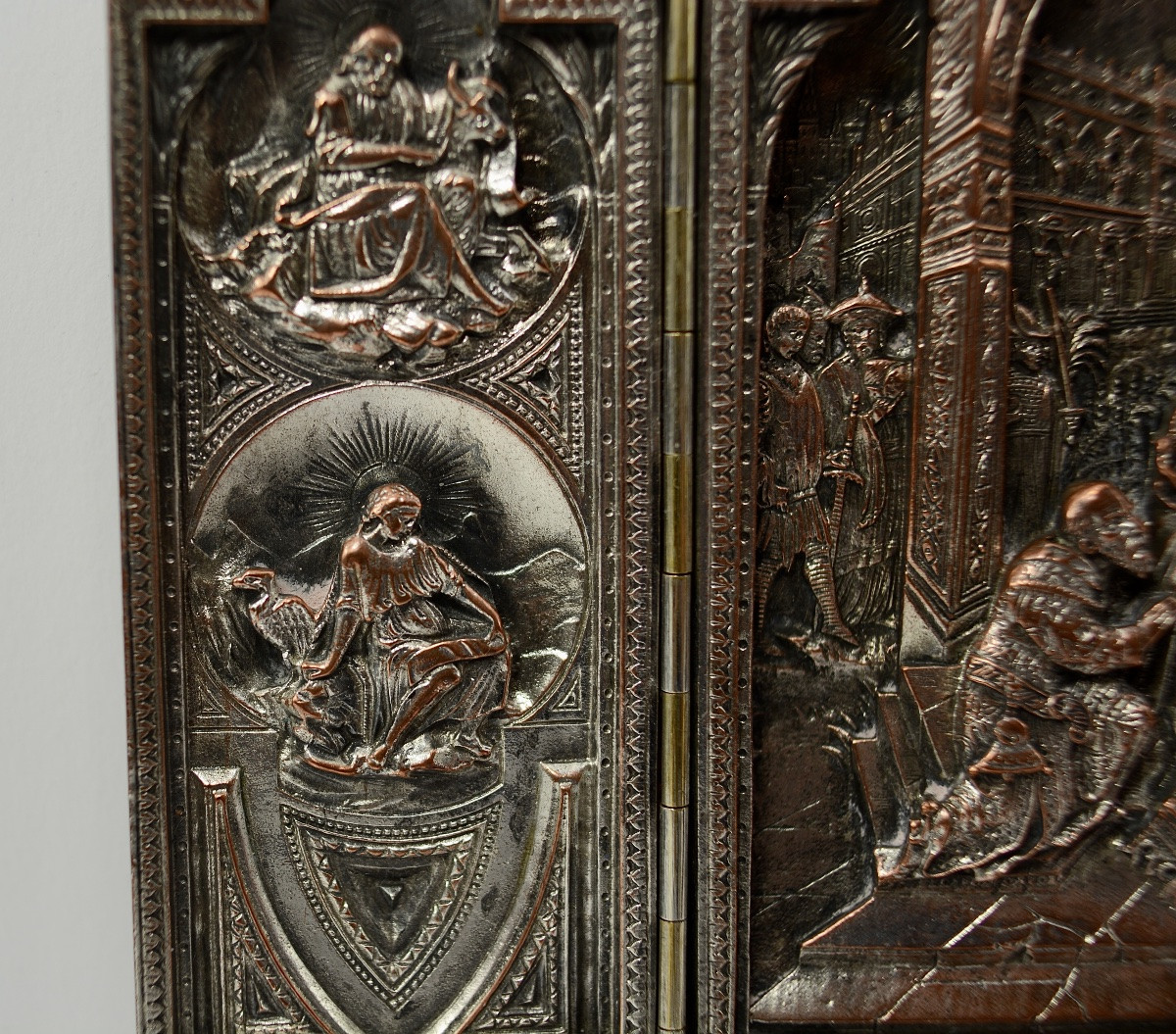 Wall-mounted Holy Water Font, Triptych, France 19th Century.-photo-2