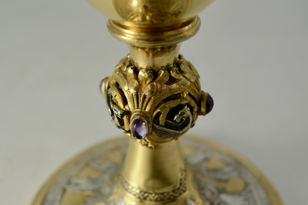 Gilt Bronze Chalice, Gothic Style, Circa 1900-photo-4