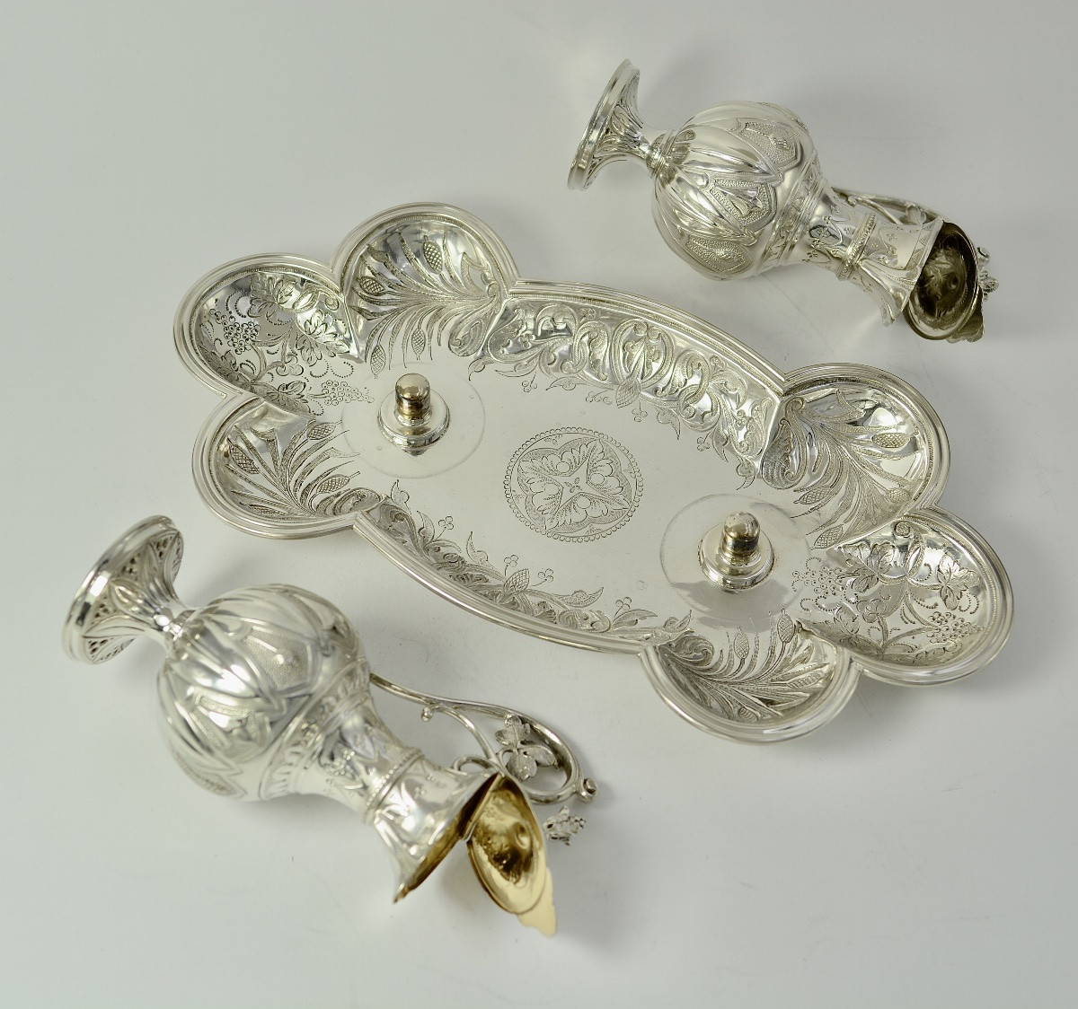 Paire de burettes et leur plateau , argent France vers 1840-photo-4