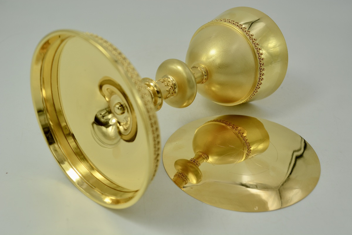 Gilt Silver Chalice And Paten, France, 19th Century, By Demarquet Brothers -photo-2