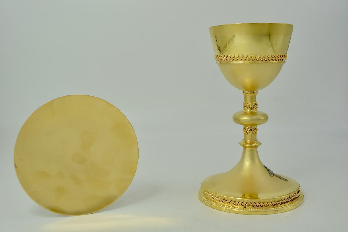 Gilt Silver Chalice And Paten, France, 19th Century, By Demarquet Brothers -photo-4