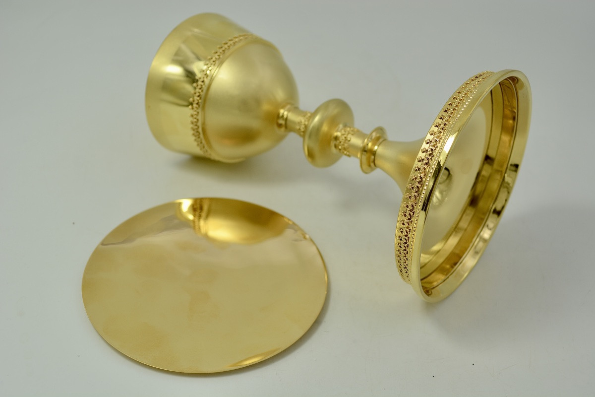 Gilt Silver Chalice And Paten, France, 19th Century, By Demarquet Brothers -photo-1