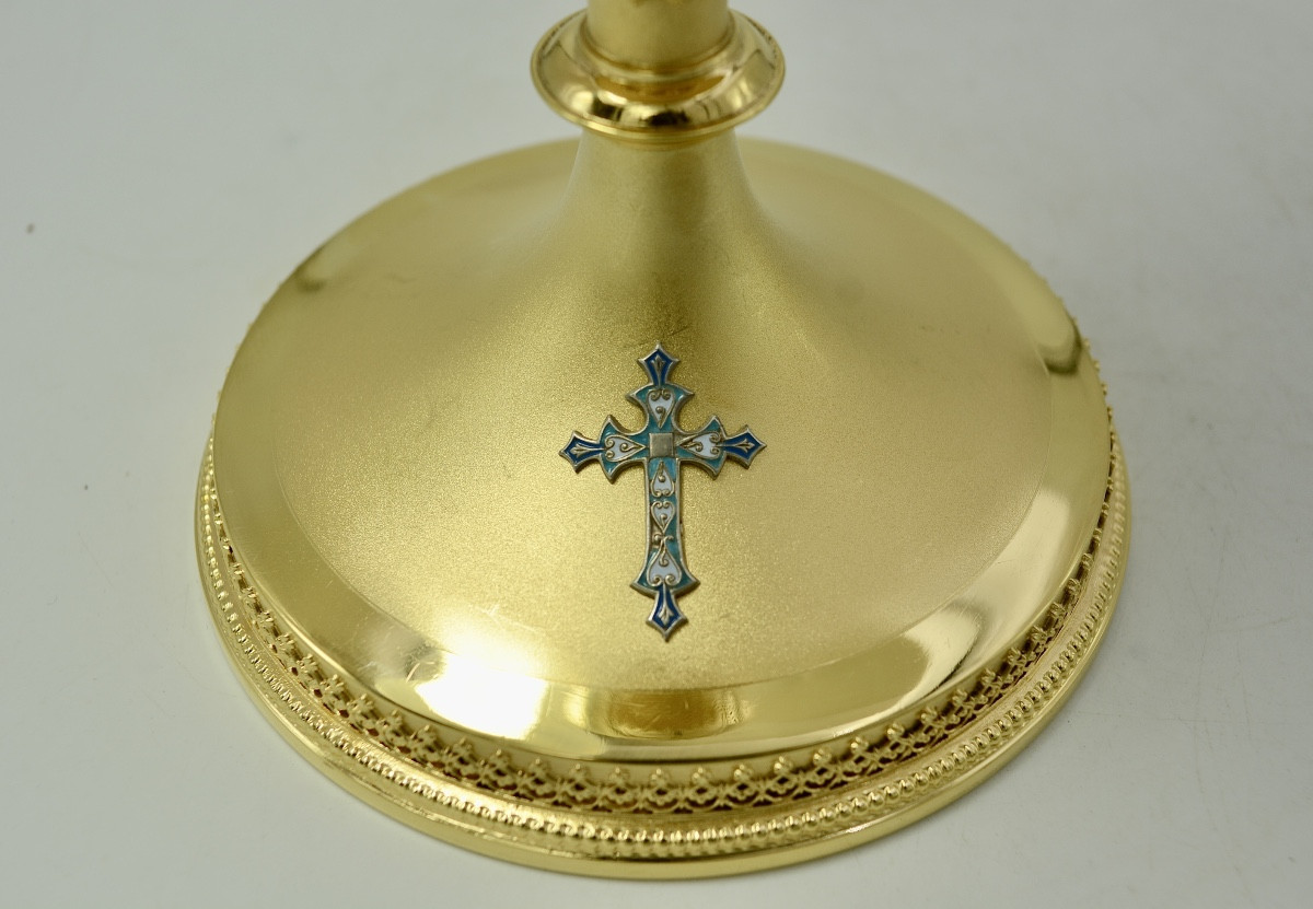 Gilt Silver Chalice And Paten, France, 19th Century, By Demarquet Brothers -photo-3