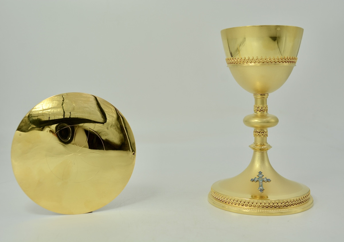 Gilt Silver Chalice And Paten, France, 19th Century, By Demarquet Brothers 
