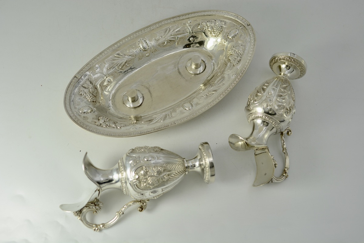 Paire de burettes en argent, France XIXeme siecle -photo-2