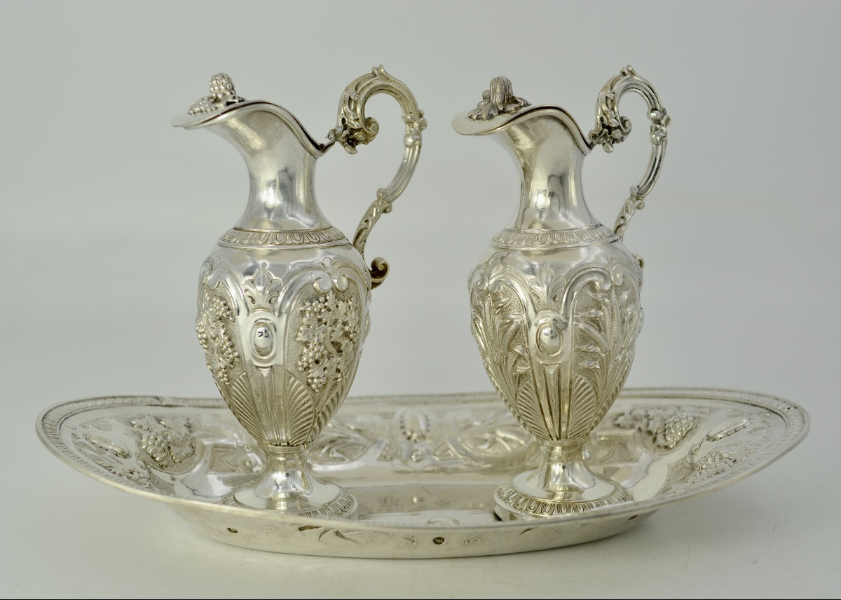 Paire de burettes en argent, France XIXeme siecle -photo-4