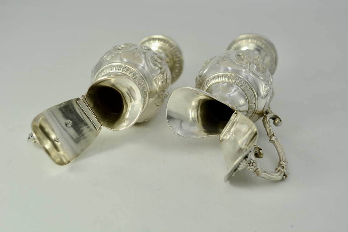 Paire de burettes en argent, France XIXeme siecle -photo-2