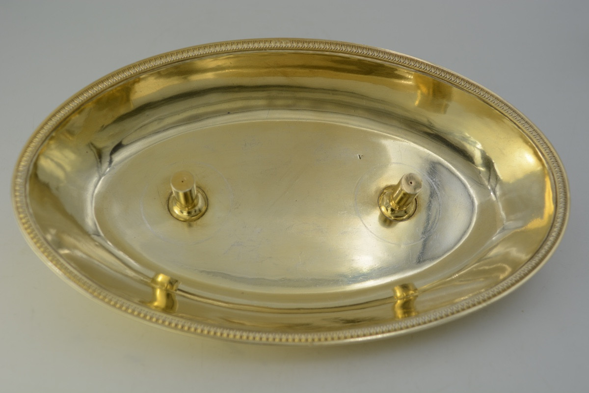 Pair Of Silver-gilt Cruets And Their Tray, France, 19th Century -photo-2