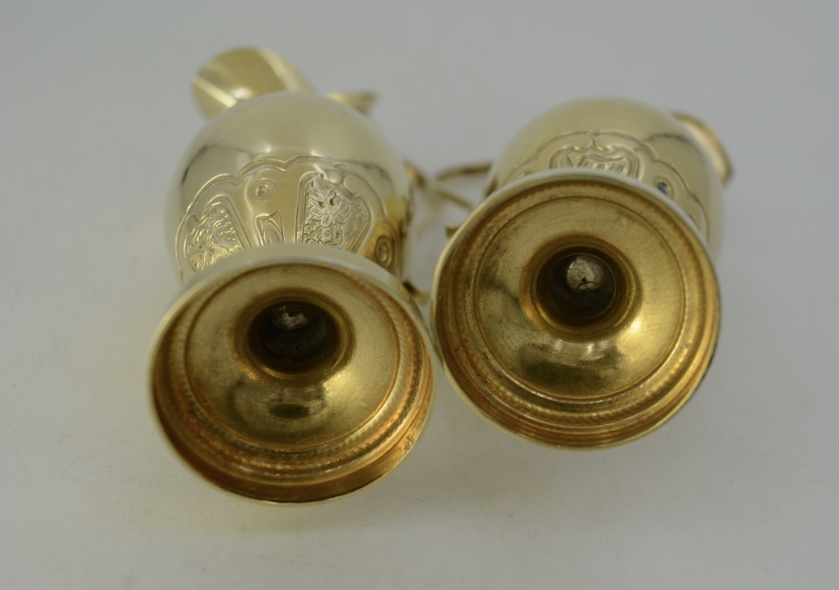 Pair Of Silver-gilt Cruets And Their Tray, France, 19th Century -photo-6