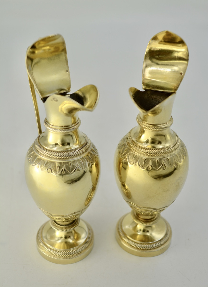 Pair Of Silver-gilt Cruets And Their Tray, France, 19th Century -photo-8