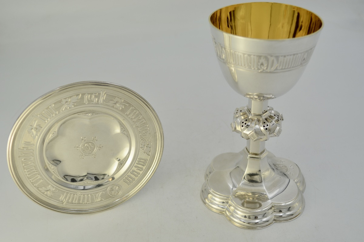 Calice Protestant Et Sa Patene En Argent, Royaume-uni Vers 1880  -photo-2