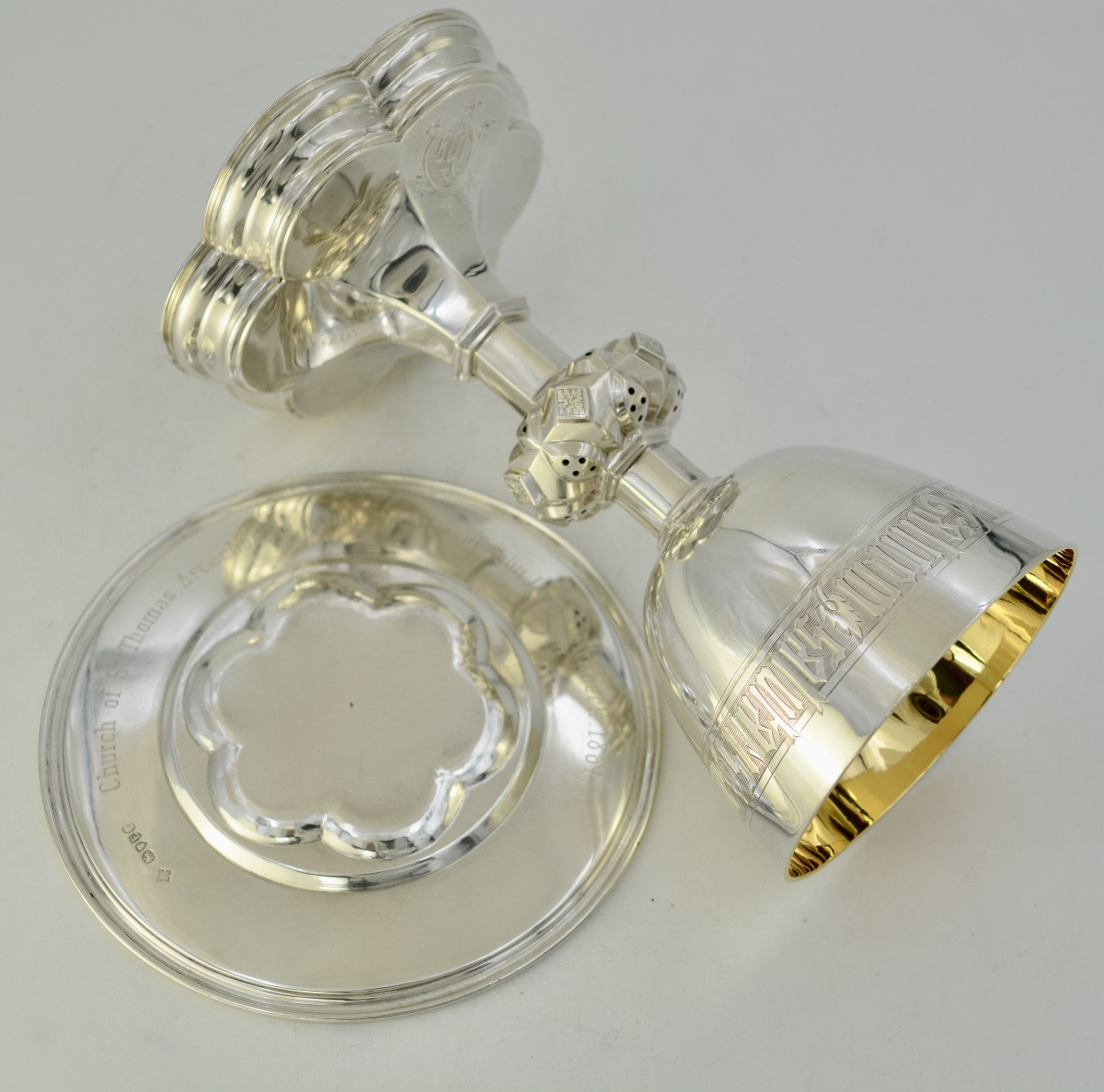 Calice Protestant Et Sa Patene En Argent, Royaume-uni Vers 1880  -photo-3