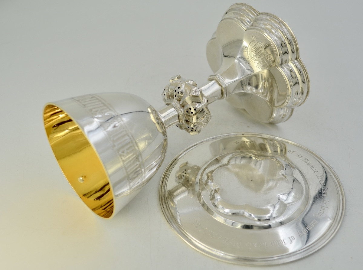 Calice Protestant Et Sa Patene En Argent, Royaume-uni Vers 1880  -photo-4