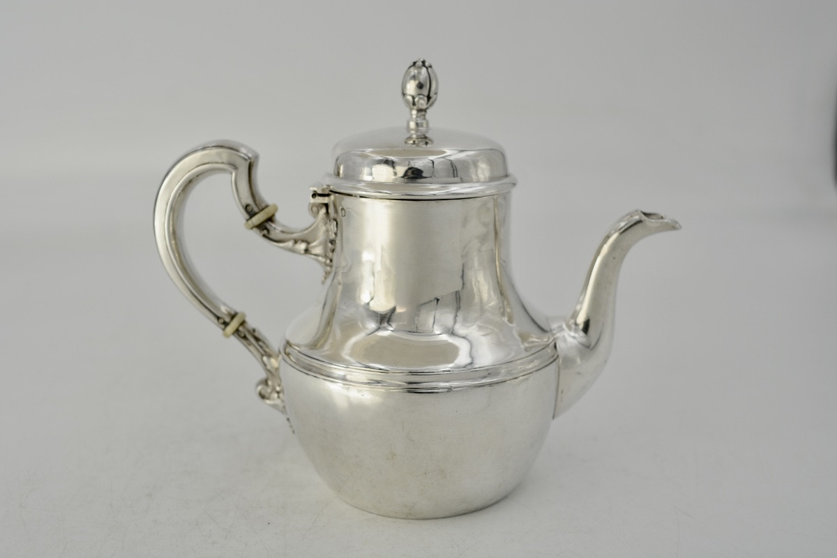 Théière égoïste en argent , France vers 1900. -photo-1