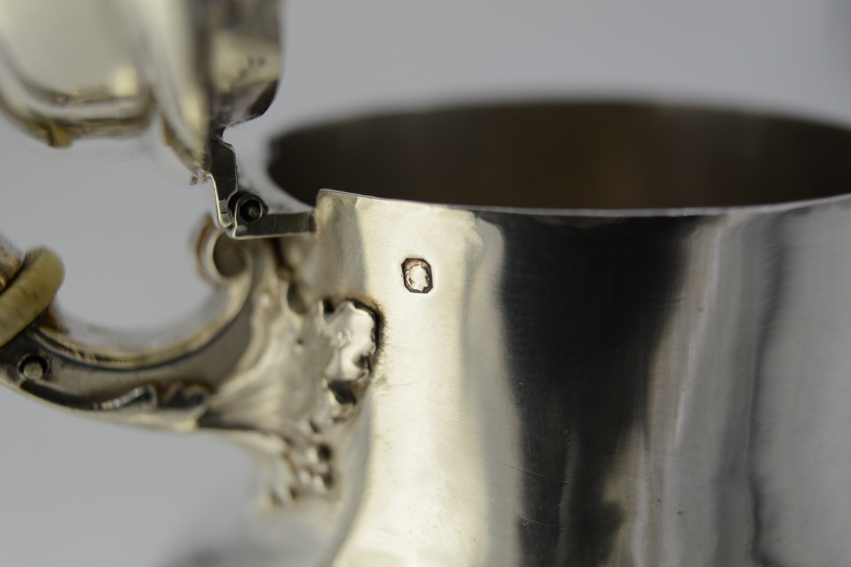 Théière égoïste en argent , France vers 1900. -photo-3