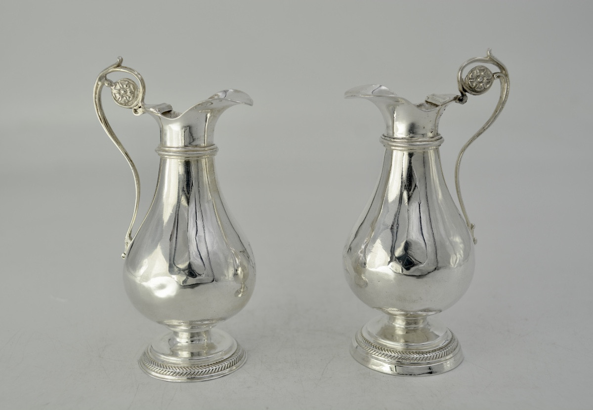 Pair Of Silver Cruets, France Circa 1819-1838 