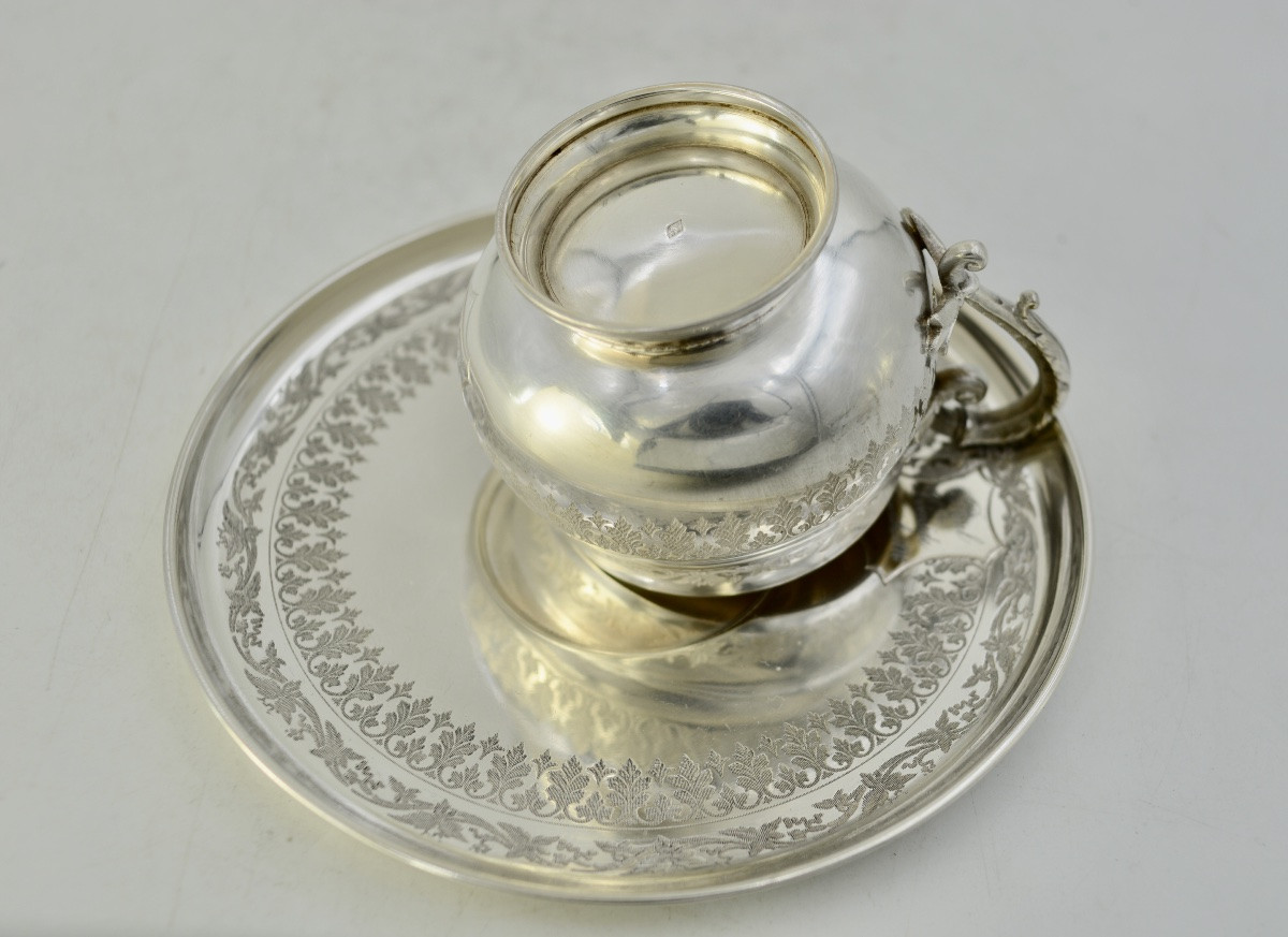 Tasse et sa sous tasse en argent France XIX eme siecle -photo-4
