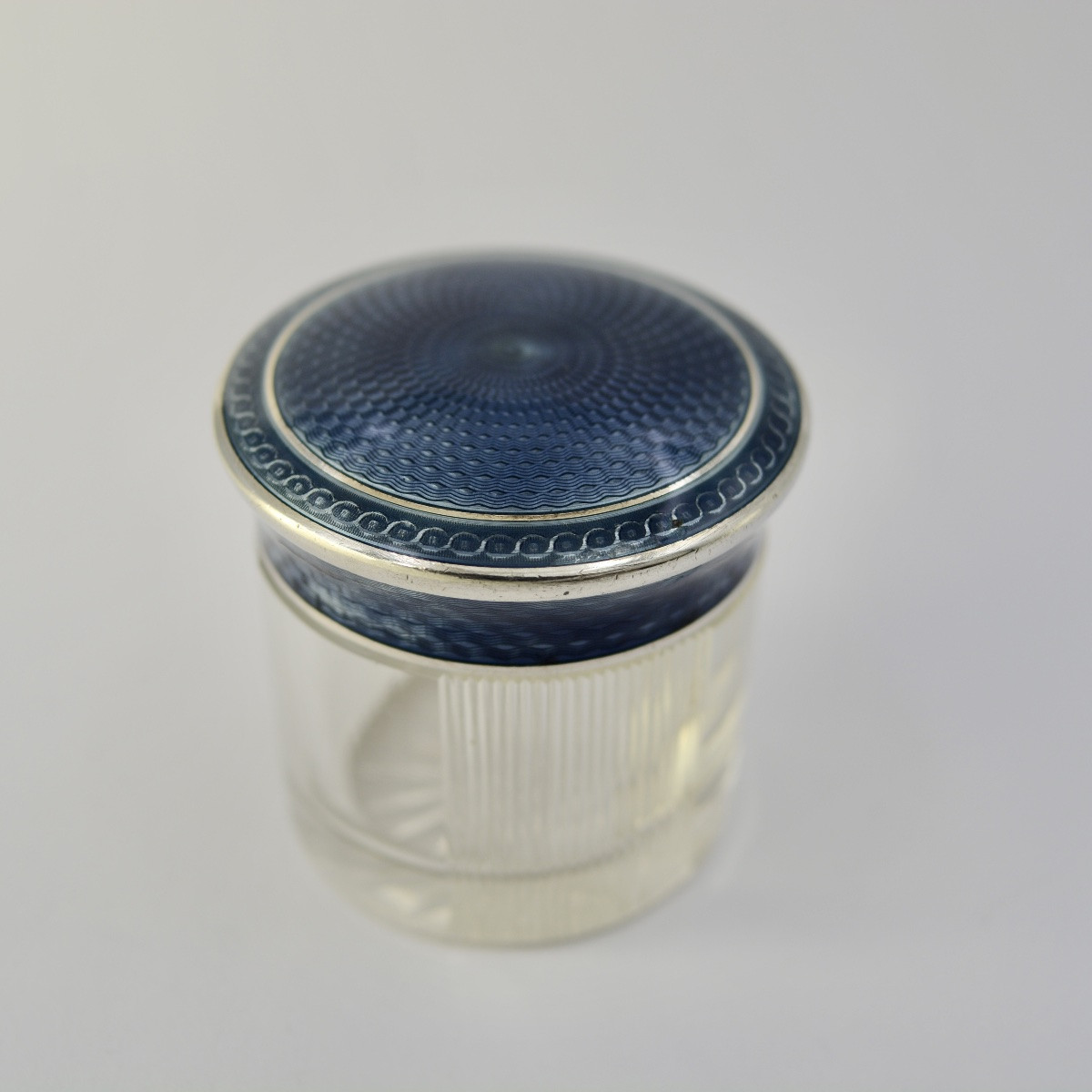 Cut Glass And Silver Enamel Box, France Circa 1900-photo-2