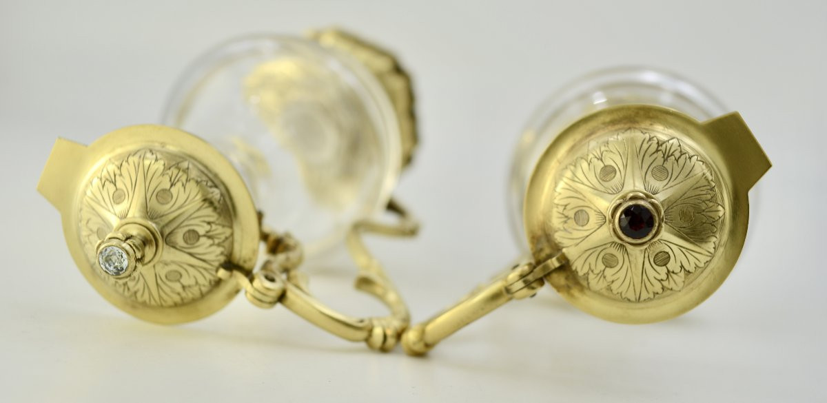 Burettes d'eglise et leur plateau, argent et verre, France par Poussielgue Rousand orfevre -photo-4