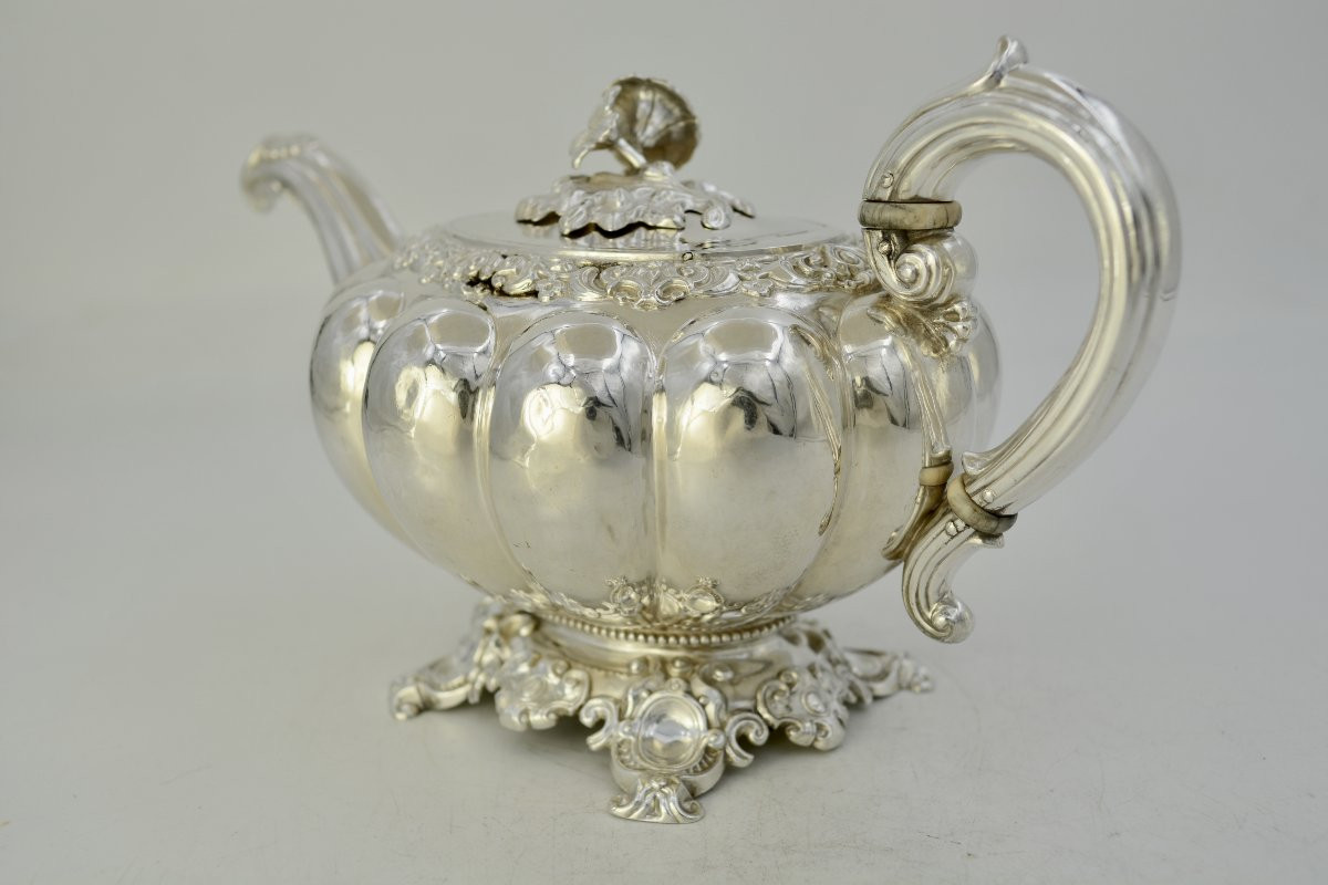 Silver Teapot, France, Circa 1840, By Veyrat, Silversmith -photo-3