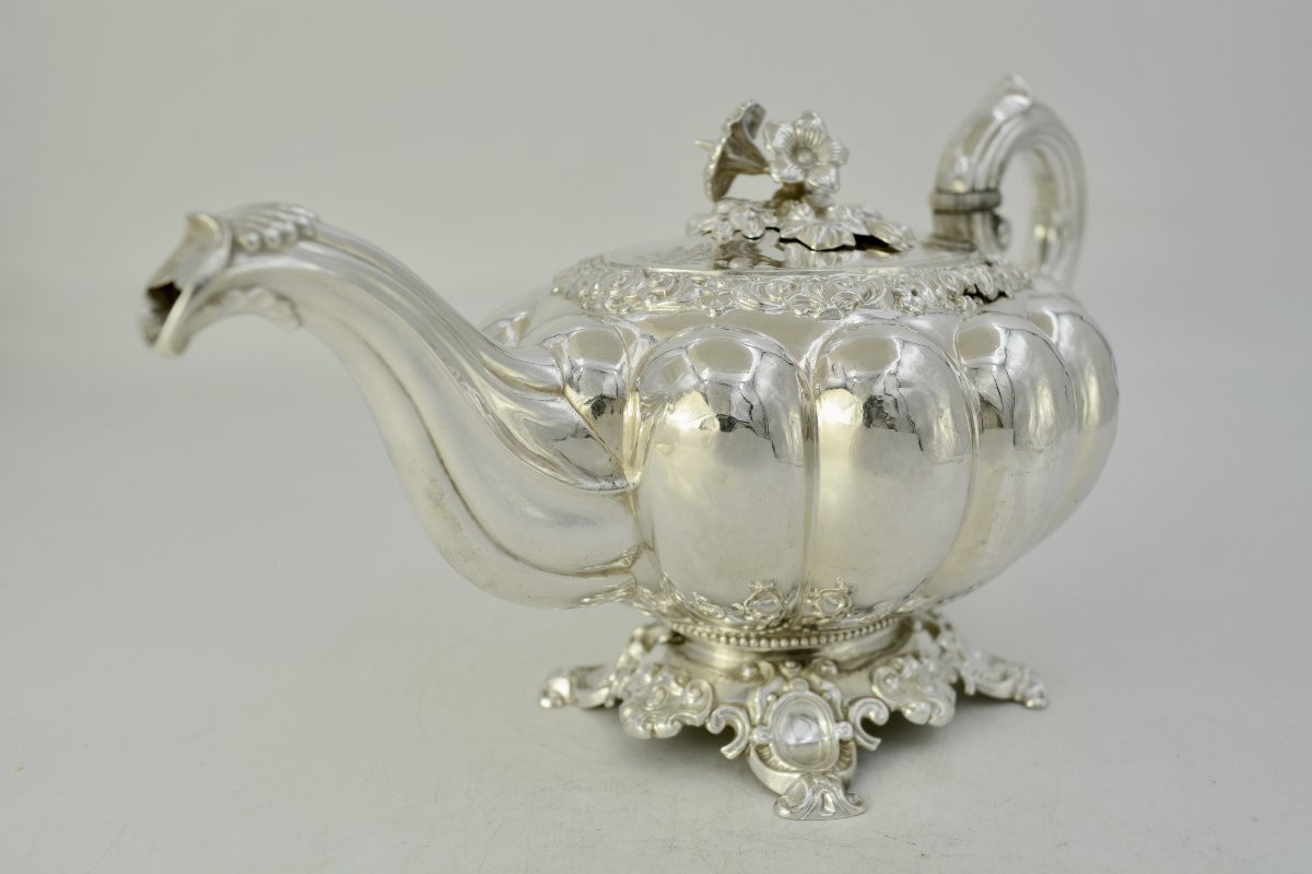 Silver Teapot, France, Circa 1840, By Veyrat, Silversmith -photo-4