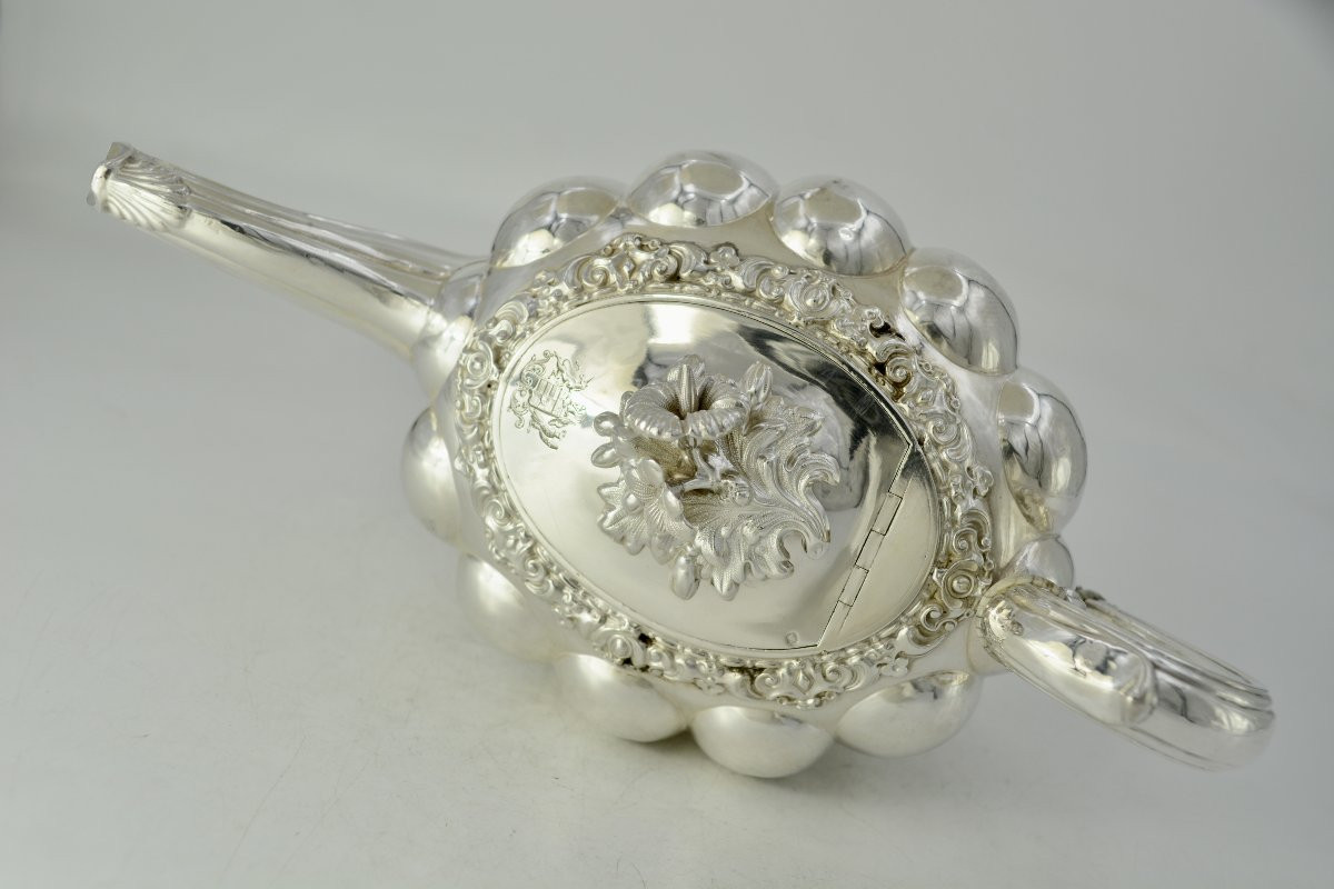 Silver Teapot, France, Circa 1840, By Veyrat, Silversmith -photo-1