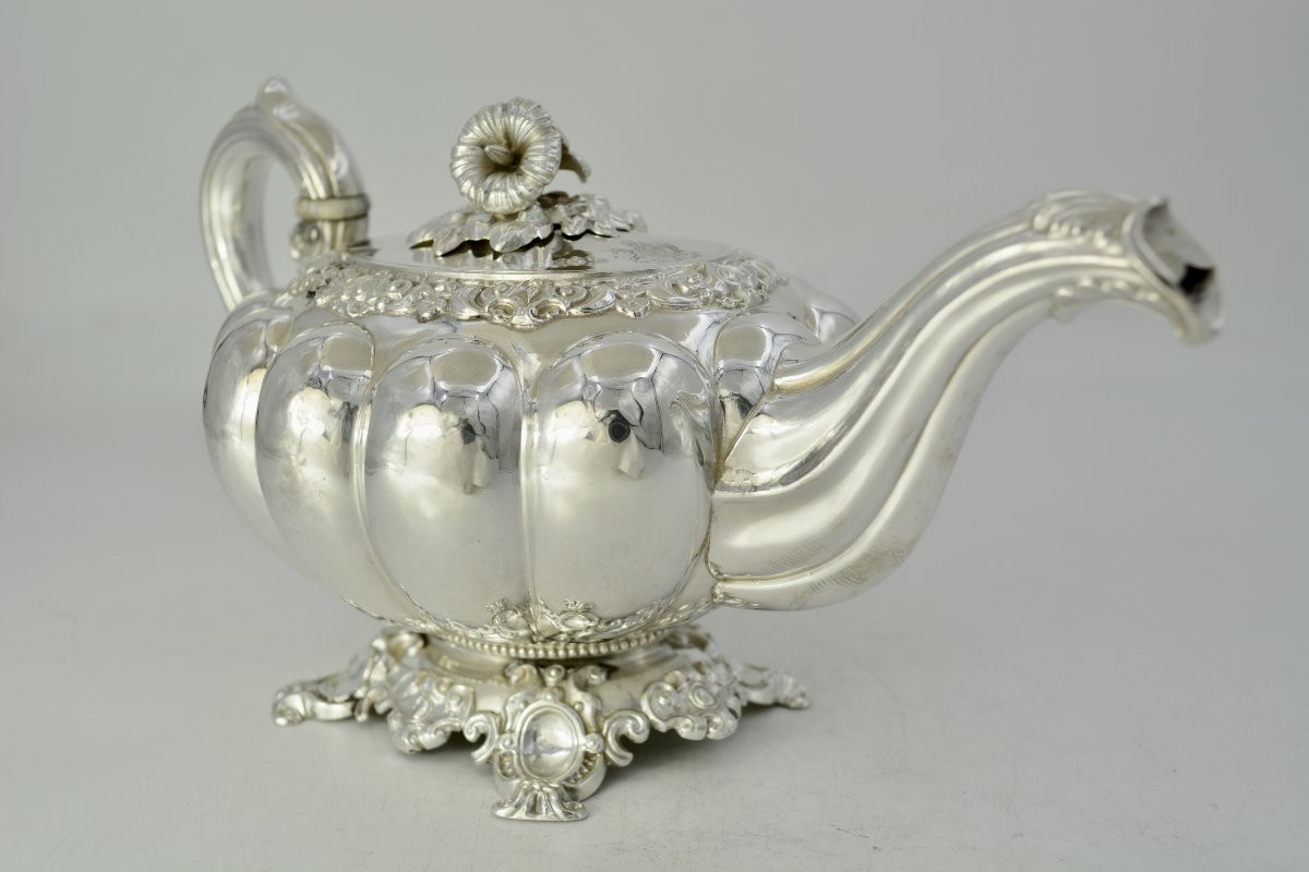 Silver Teapot, France, Circa 1840, By Veyrat, Silversmith -photo-4