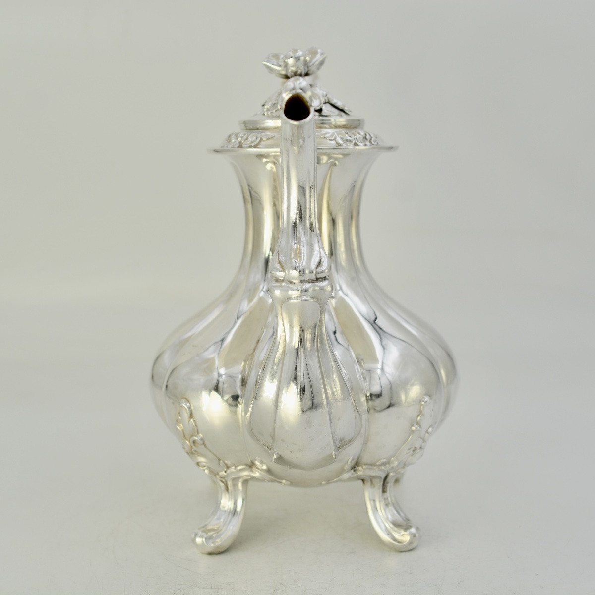 Silver Teapot, France Circa 1900, Debain Silversmith -photo-3