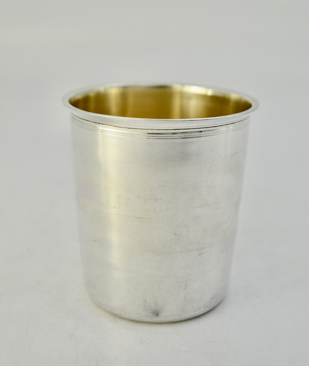 Timbale litron en argent France 1819-1838 Tonnelier orfèvre -photo-4