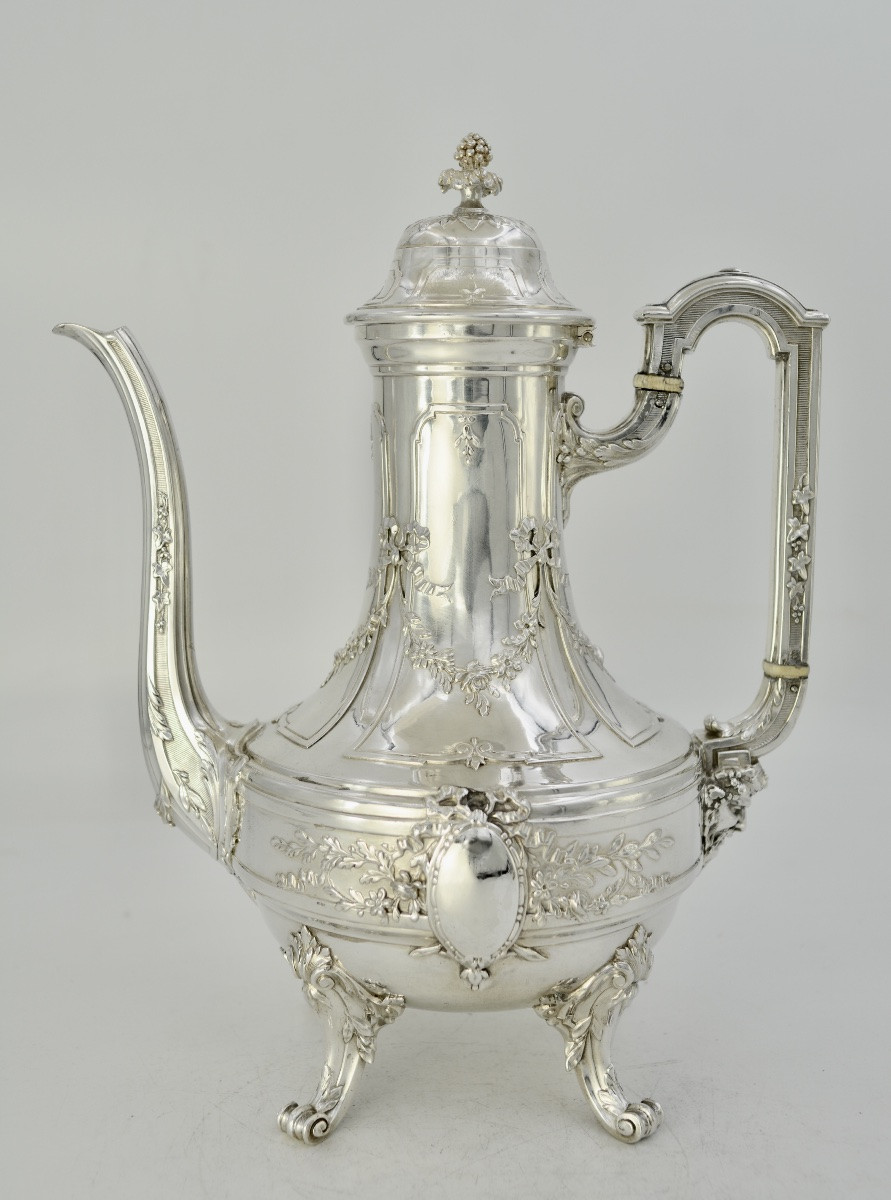 Silver Teapot / Pot, France XIX Eme Siecle , By Têtard Frères-photo-2