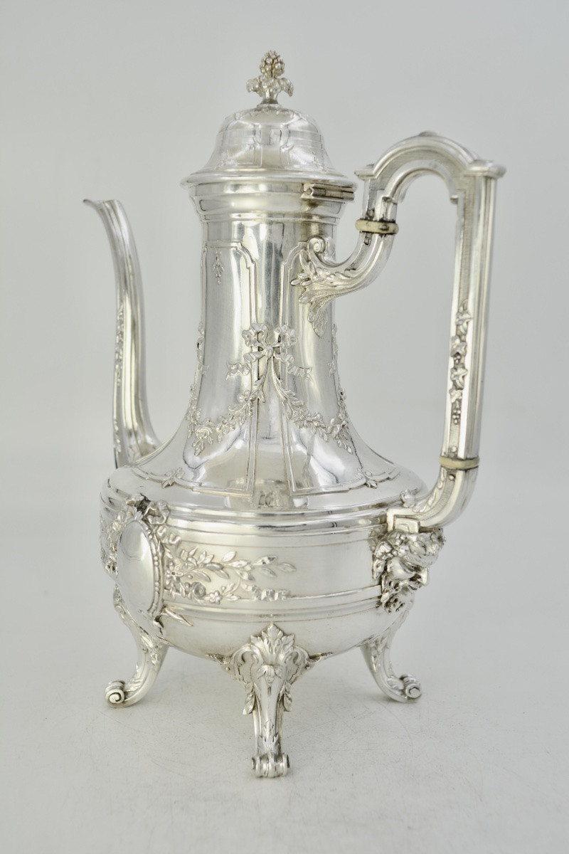 Silver Teapot / Pot, France XIX Eme Siecle , By Têtard Frères-photo-3